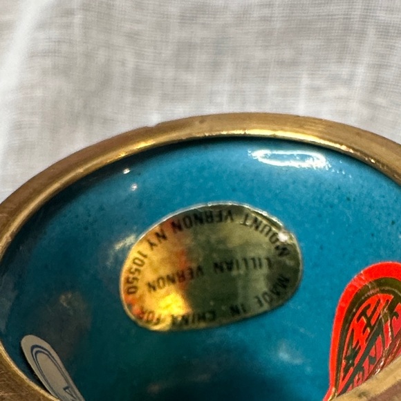 Vintage Lillian Vernon Chinese Cloisonné Bell 1980s 2" x 1.75" Flower Design EUC - Picture 7 of 9